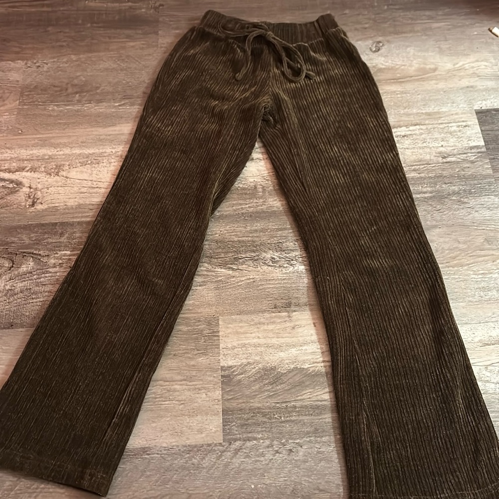 Brown corduroy straight leg pants